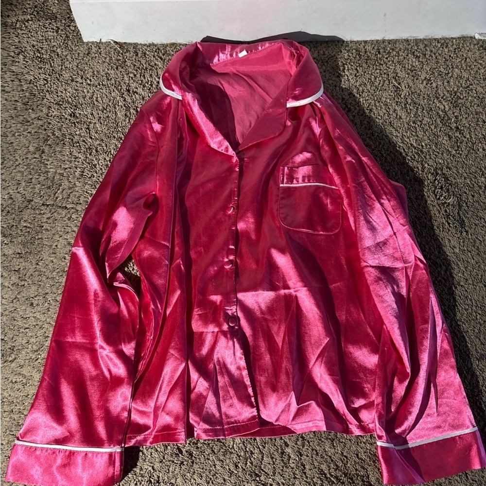 SHEIN Pink Satin Pajama Set